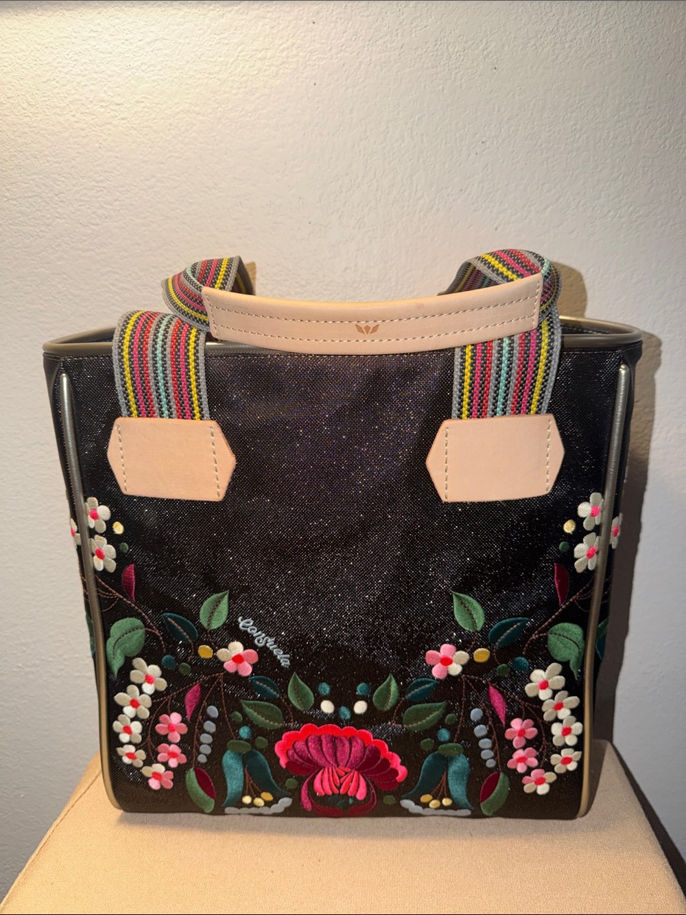 Consuela New Ava Classic Floral Embroidered Woven Tote - Picture 1 of 6